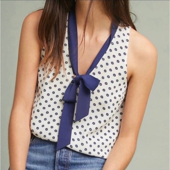 Anthropologie Tops - Anthropologie Maeve Madison Sleeveless Tie Lightweight Blouse Size 8